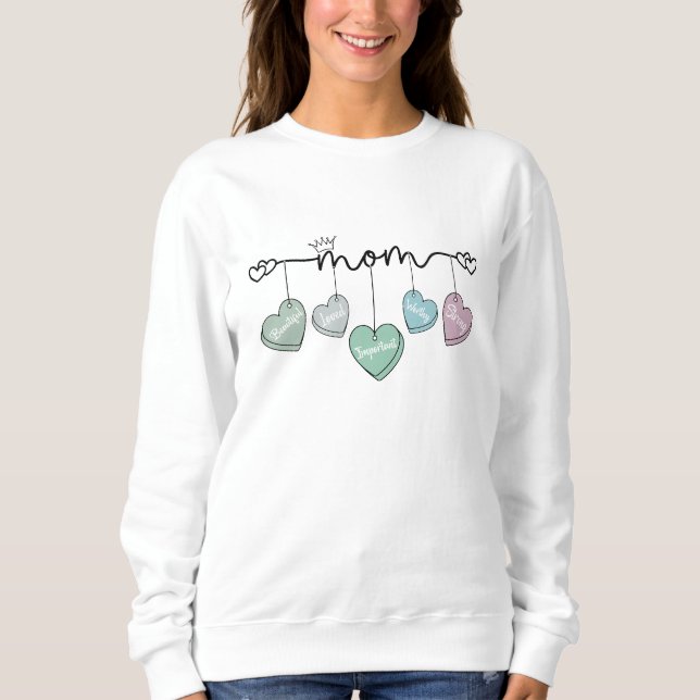 Camiseta Mãe Retro Corações Presente para o Dia de as mães  (Frente)