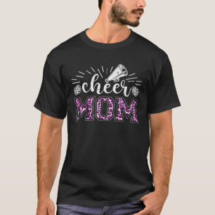 Camiseta Mãe Rosa Leopard Imprime Cheerleader Orgulhoso Mt