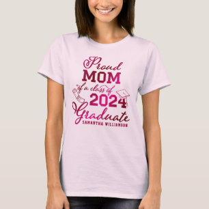 Camiseta Mãe Rosa Personalizada Orgulhosa Do Formando De 20
