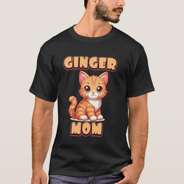 Camiseta Mãe Ruiva Amante de Gato Fofo (Frente)