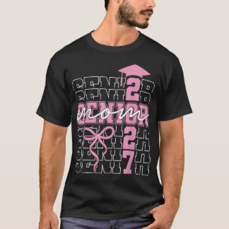Camiseta Mãe Sênior 2027 Turma De 2027 Laço Coquette