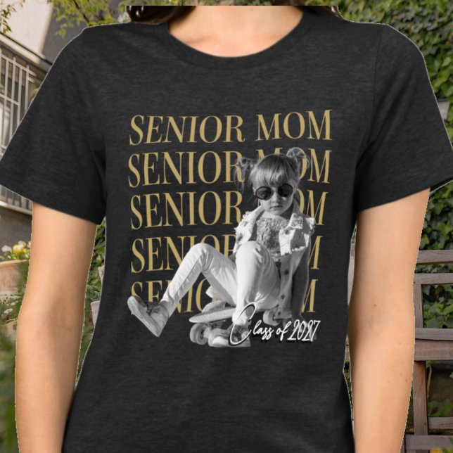 Camiseta Mãe Sênior da Moda Infância Retrô Turma de 2027 (Criador carregado)