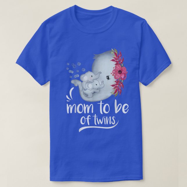 Camiseta Mãe, Ser De Chá de fraldas Elefante Gêmeo (Frente do Design)