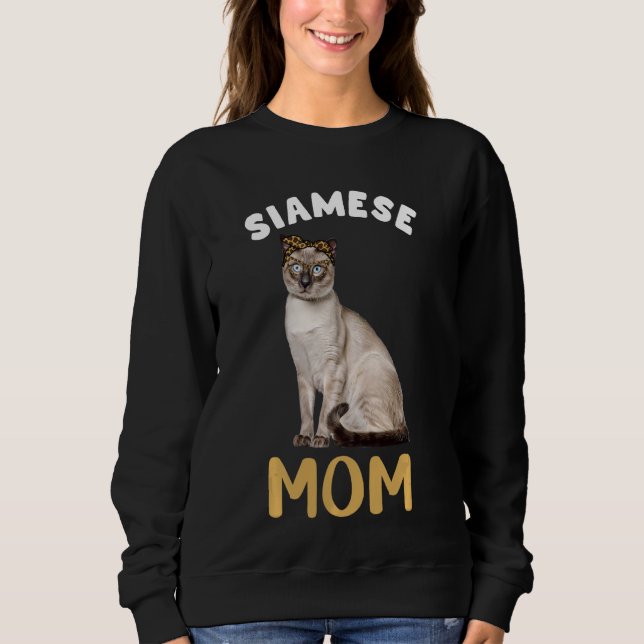Camiseta Mãe Siamesa Mama Proprietária Do Gato Leopard Impr (Frente)