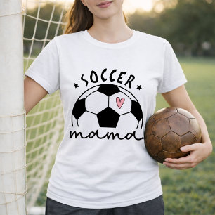 Camiseta Mãe Simples de Futebol com Coração Minimalista