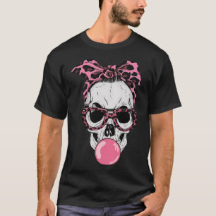 Camiseta Mãe Skull Bublegum Lazy Halloween Costume Lepard