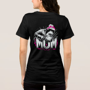 Camiseta Mãe Soldadora Rosa Bonita Fazendo Um Arco Feminino