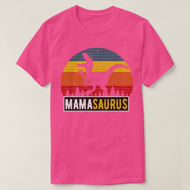 Camiseta Mãe Ssaurus Mãe TRex Dinossauro Retro Mãe (Frente do Design)