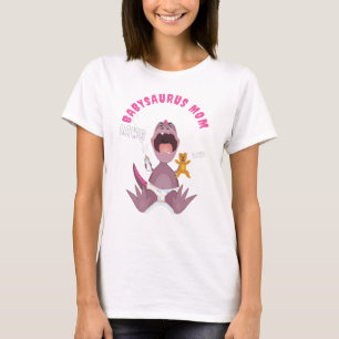 Camiseta Mãe T-rex Bebê Rosa