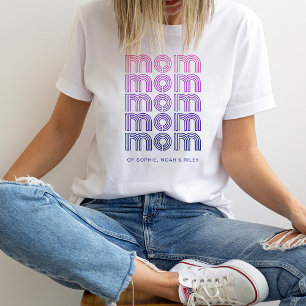 Camiseta Mãe Texto do Estilo de Disco Rosa e Roxo