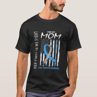 Camiseta Mãe Tipo Um Diabetes Sensibilização Fita Americana