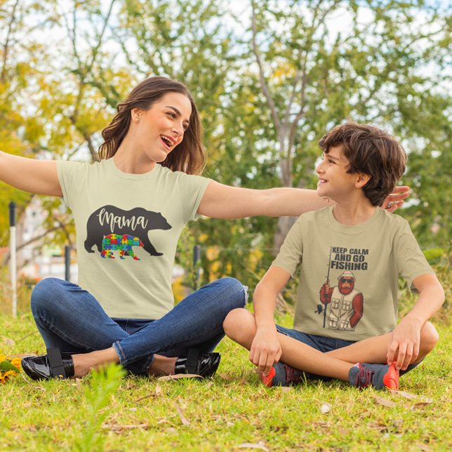 Camiseta Mãe Urso com Autismo e Filhote de Urso (Criador carregado)