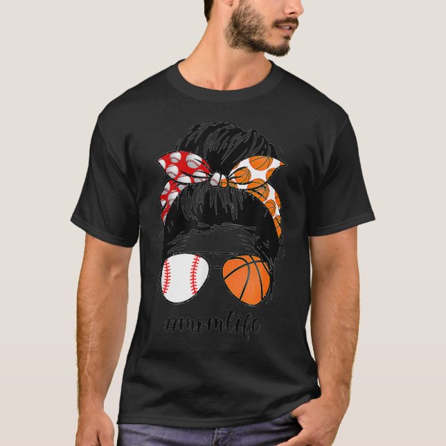Camiseta Mãe Vida Baseball Basball Mãe Maneira Engraçada (Frente)