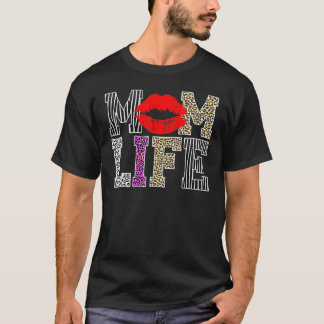 Camiseta Mãe Vida Lábios Leopardo Dia de as mães