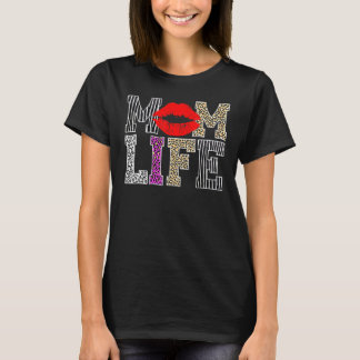 Camiseta Mãe Vida Lábios Leopardo Dia de as mães