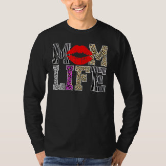 Camiseta Mãe Vida Lábios Leopardo Dia de as mães