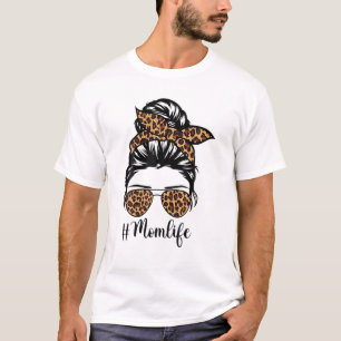 Camiseta Mãe Vida Má Cabelo Pedra Leopardo Dia de as mães