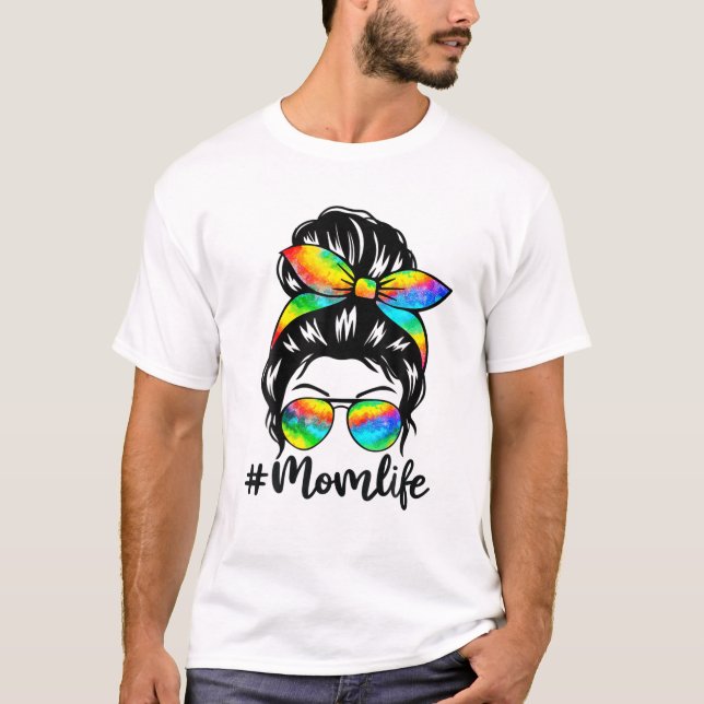 Camiseta Mãe Vida Má Cabelo Roupa Tie Dye Dia de as mães (Frente)