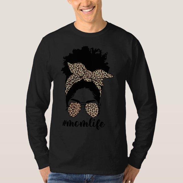 Camiseta Mãe Vida Mãe Vida Leopardo Má Mãe Negra (Frente)