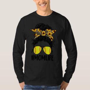Camiseta Mãe Vida Mensageira Bun Sunflower Softball Mãe San