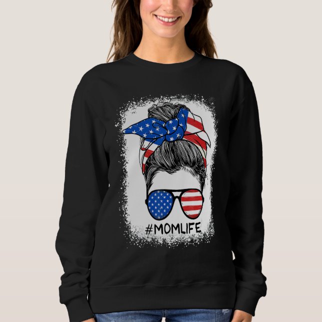 Camiseta Mãe Vida Mensagem Óculos de Arma Americanas Bandei (Frente)