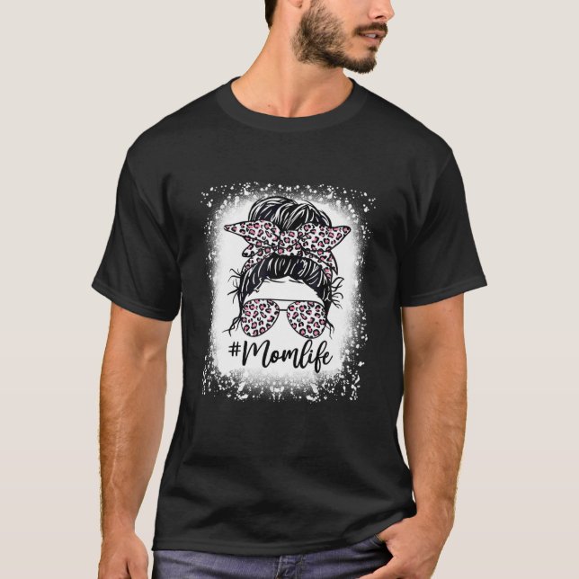 Camiseta Mãe Vida Pink Leopard Mensageiro Mães Sangradas D (Frente)