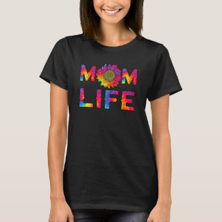 Camiseta Mãe Vida Sunflower Tie Dye Hippie Mamães Mães D