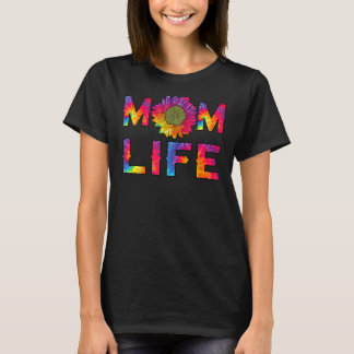 Camiseta Mãe Vida Sunflower Tie Dye Hippie Mamães Mães D