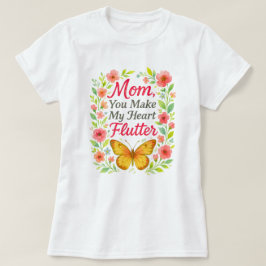 Camiseta Mãe Você Faz Meu Coração Esbranquiçado