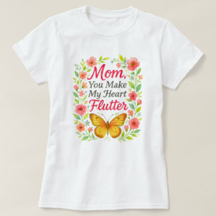 Camiseta Mãe Você Faz Meu Coração Esbranquiçado