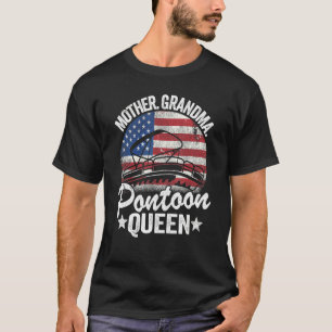 Camiseta Mãe Vovó Pontoon Rainha Mãe A Bandeira Americana