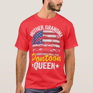 Camiseta Mãe Vovó Pontoon Rainha Mãe A Bandeira Americana