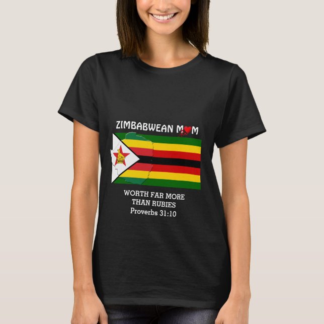Camiseta MÃE ZIMBABWE Vale mais do que Rubies PROV 31 Black (Frente)