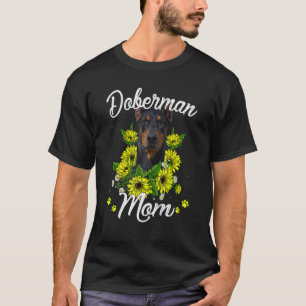 Camiseta Mães Cachorro Mãe Dia de as mães Sunflower Doberma