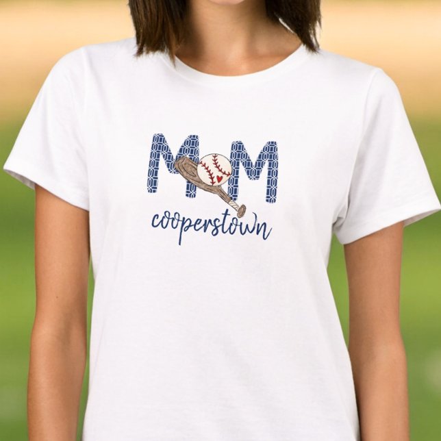 Camiseta Mães da Equipe Geométrica do Marinho Baseball Mãe  (Criador carregado)