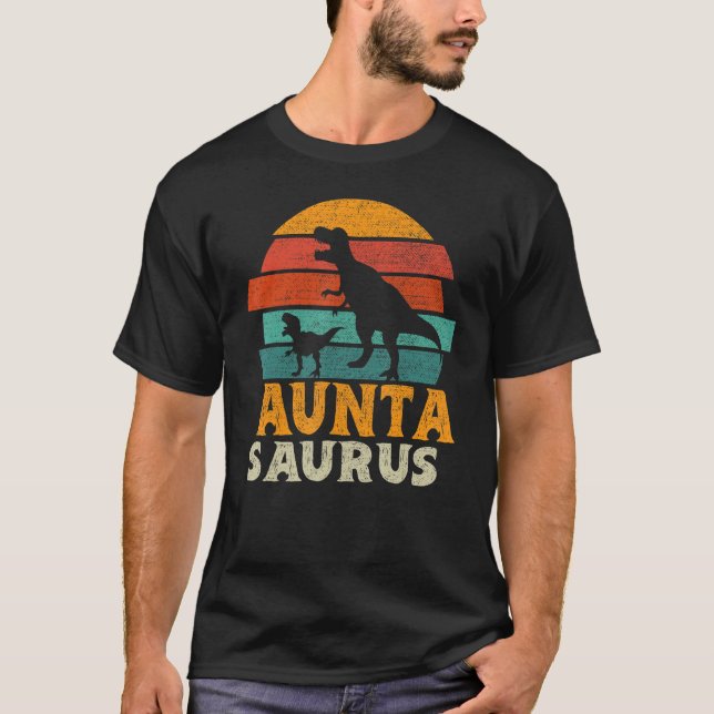 Camiseta Mães da Família Auntasaurus T rex Dinossaur tia Sa (Frente)