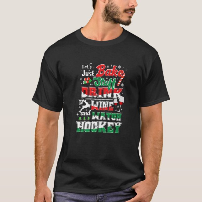 Camiseta Mães De Hóquei De Natal Vinho Fazendo Pijama De Fé (Frente)