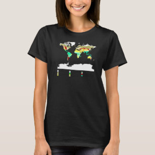 Camiseta Mães de Vegetação Mundial Coloridas do Mapa Global