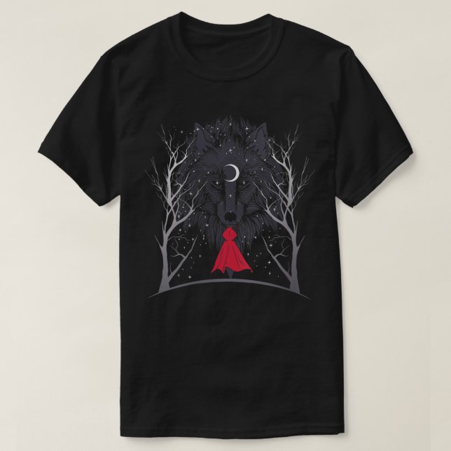 Camiseta Mães Pequeno Capuchinho Vermelho e Lobo no (Frente do Design)