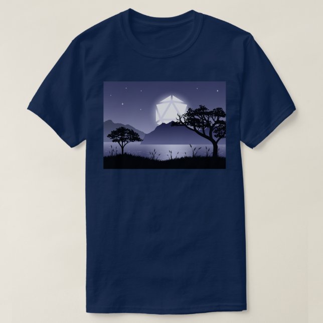 Camiseta Mães RPG de Tabletop Dice D20 de Polidedral de Lua (Frente do Design)