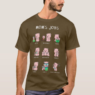 Camiseta Mães Trabalhos Dia de as mães Mamãe Porco Fazenda 