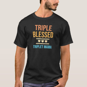 Camiseta Mães triplos abençoados Triplet Mama Triplet Mãe M