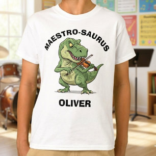 Camiseta Maestro-Saurus Trex Tocando Violino