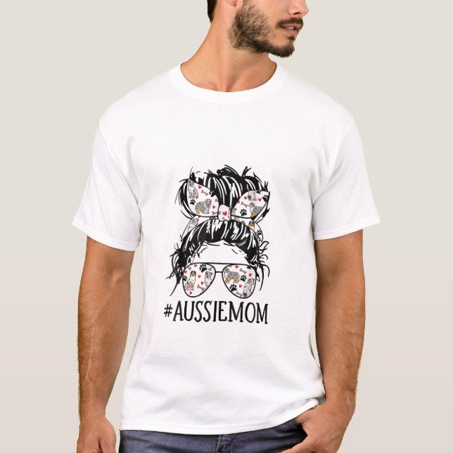 Camiseta Mãezinha Mãe, Aussie Mãe Óculos Cachorro Dia de as (Frente)