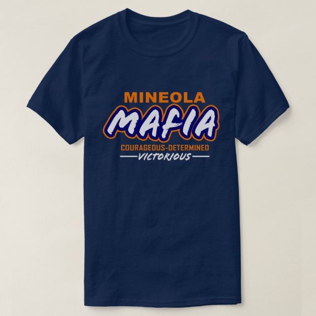 Camiseta Máfia de Mineola Corajosa, Determinada, Vitoriosa (Frente do Design)