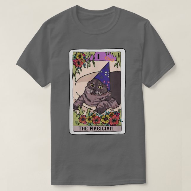 Camiseta Mag do Mágico Tarot Card Engraçado Gato Lover (Frente do Design)