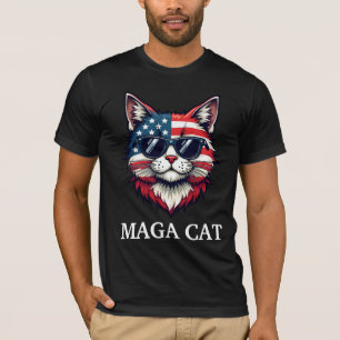 Camiseta MAGA Cat Presidente Trump American Flag Patriótico