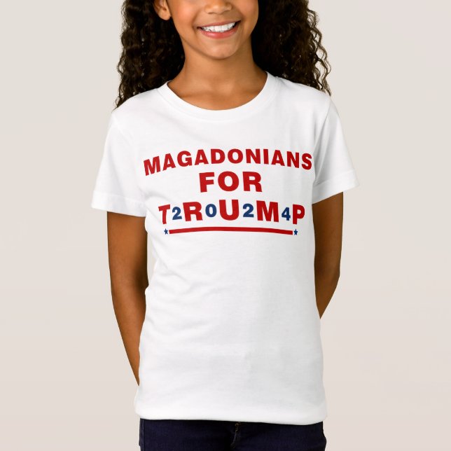 Camiseta Magadonianos Para Trump 2024 Red Blue Star (Frente)