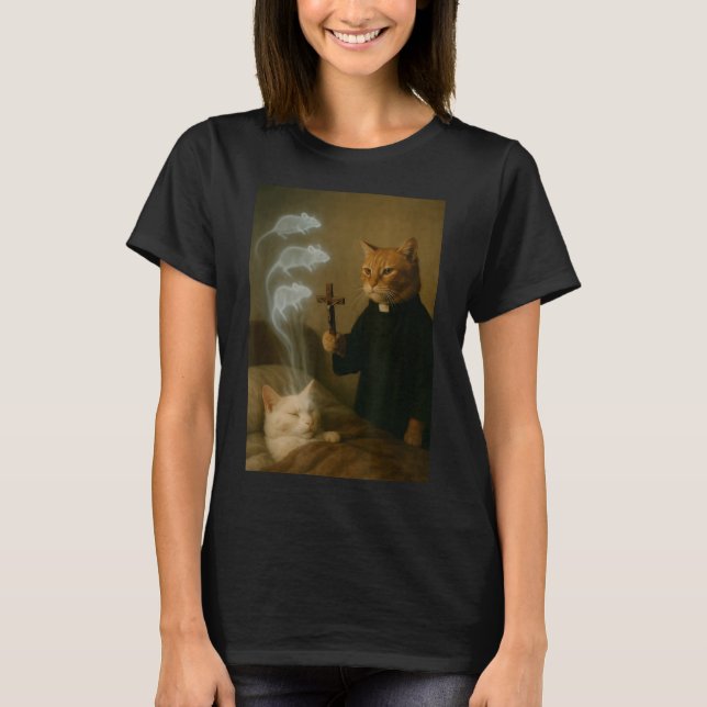 Camiseta Mage Cat Meme Cat Exorcism Mouse Funny Fantasy Hum (Frente)