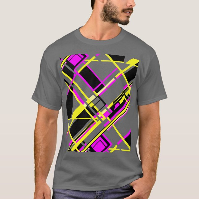 Camiseta Magenta Black Yellow Diagonal Gameboard MCM Look (Frente)